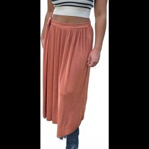 Anthropologie Peachy Orange Midi Skirt